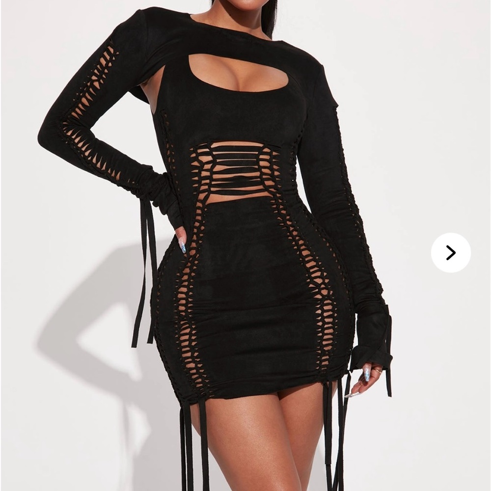 Elegant Black Cut-Out Dress